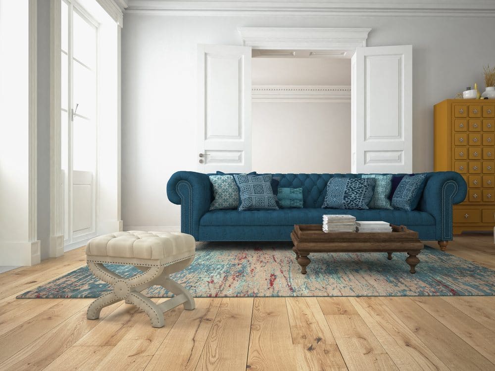 Hardwood floor and area rug