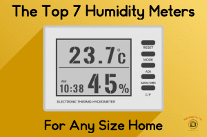 A white humidity meter on a yellow wall