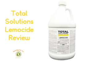 A bottle of total solutions lemocide on a white background