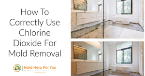 A before and after photo of a bathroom after using chlorine dioxide for mold removal